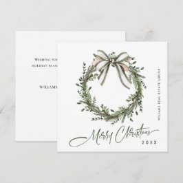 Tarjeta Festiva Neutral Minimalist Boho Christmas Wreath Corporate