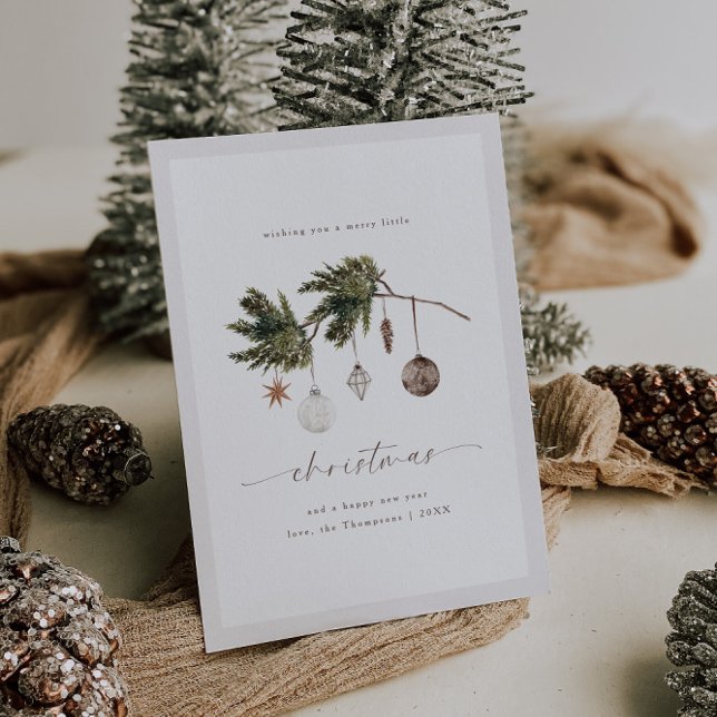 Tarjeta Festiva Neutral Ornaments Watercolor (Subido por el creador)