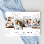 Tarjeta Festiva Nevada 4 Collage de fotos Hanukkah<br><div class="desc">El moderno y único diseño de la tarjeta Hanukkah incluye fotos favoritas junto a las grandes siluetas de copos de nieve pastel. Personaliza con tu(s) apellido(s) y el año bajo "Joyous Hanukkah" con letras clásicas.</div>