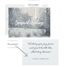 Tarjeta Festiva Nevada en el bosque invernal
