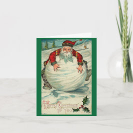 Tarjeta Festiva Nevada Santa Vintage