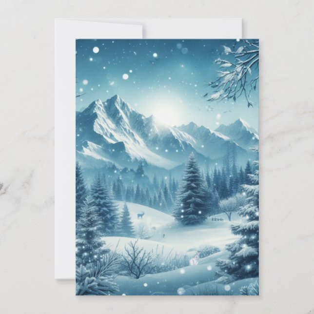 Tarjeta Festiva Nevada Winter Mountain (Anverso)