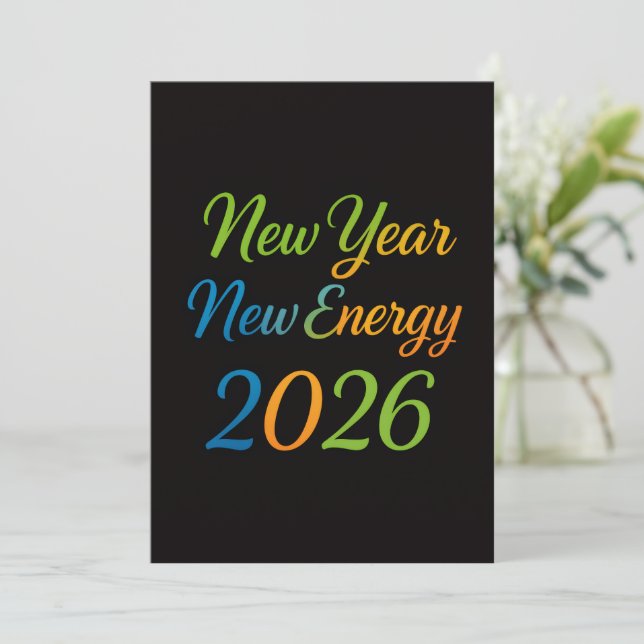 Tarjeta Festiva New Energy Fresh Start 2026 Colorful Motivation (Anverso de pie)