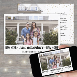 Tarjeta Festiva New Home Adventure Moderna Photo New Years Confett
