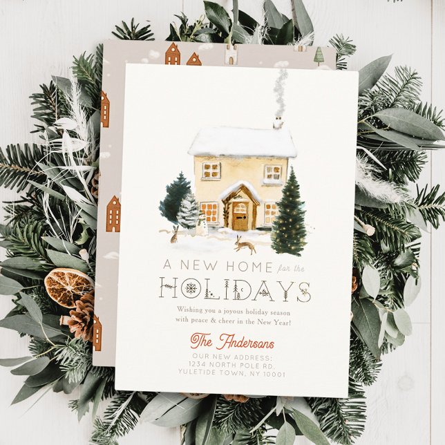 Tarjeta Festiva New Home House Hares Hares Winterscape Navidades (Subido por el creador)