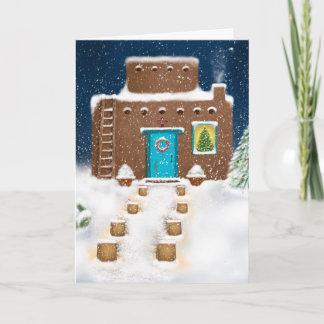 Tarjeta Festiva New Mexico Adobe Christmas Scene Holiday Card