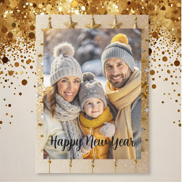 Tarjeta Festiva New year Family Photo elegant typography modern