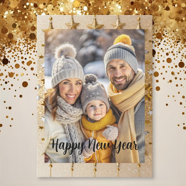 Tarjeta Festiva New year Family Photo elegant  typography modern  (Subido por el creador)