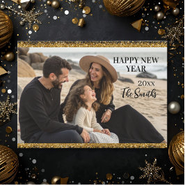 Tarjeta Festiva New year Family Photo elegant typography modern