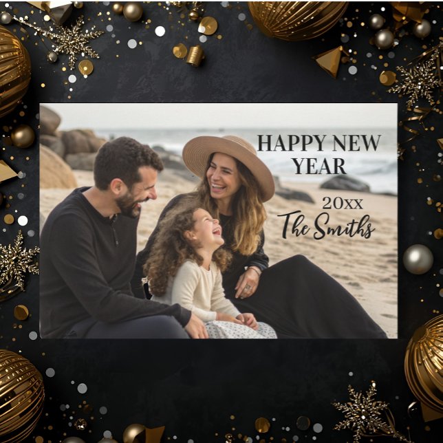 Tarjeta Festiva New year Family Photo elegant  typography modern  (Subido por el creador)