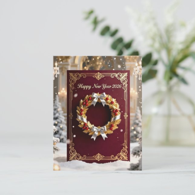 Tarjeta Festiva New Year Greeting Card (Anverso de pie)