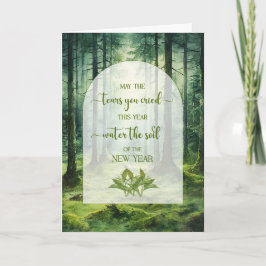 Tarjeta Festiva New Year New Beginning Woodland Forest with Moss