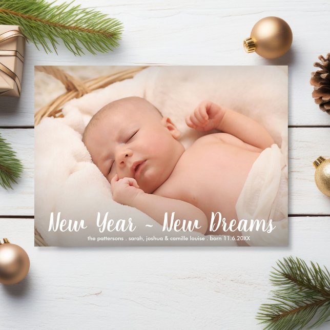 Tarjeta Festiva New Year New Dreams Modern Classic Photo (Subido por el creador)