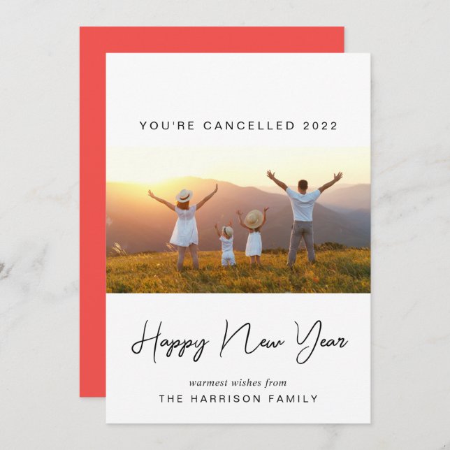 Tarjeta Festiva New Year Photo Minimal 2020 Cancelled (Anverso / Reverso)