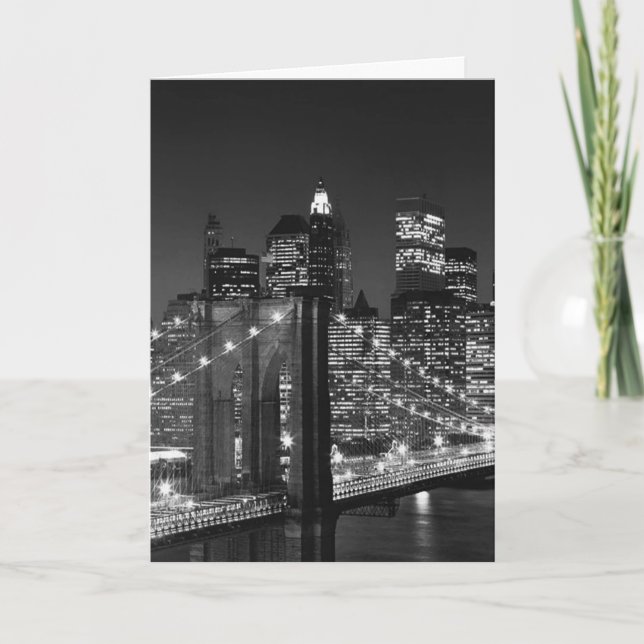 Tarjeta Festiva New York City negro y blanco (Anverso)