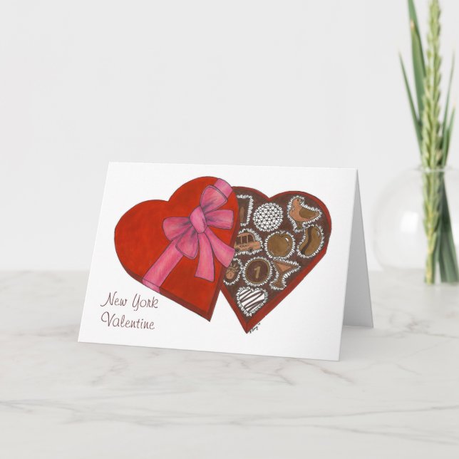 Tarjeta Festiva New York City Valentine Chocolate Box Candy NYC (Anverso)