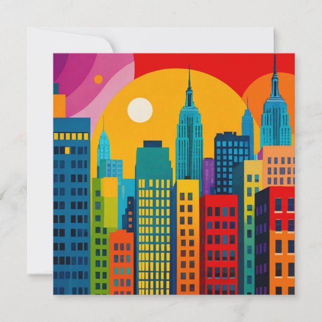 Tarjeta Festiva New York Pop Art (Anverso)