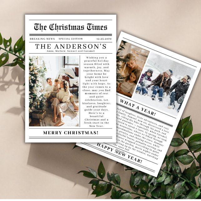 Tarjeta Festiva Newspaper What A Year Photo Collage Christmas  (Subido por el creador)