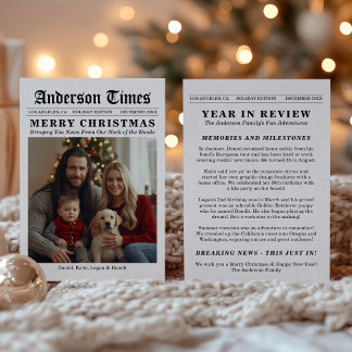 Tarjeta Festiva Newspaper Year In Review Breaking News Christmas