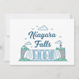 Tarjeta Festiva Niagara Falls Minimal Flat Design Illustration