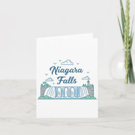 Tarjeta Festiva Niagara Falls Minimal Flat Design Illustration