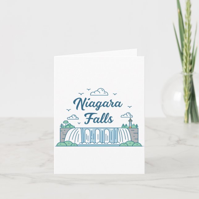 Tarjeta Festiva Niagara Falls Minimal Flat Design Illustration (Anverso)