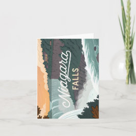 Tarjeta Festiva Niagara Falls Retro Vintage Poster Illustration