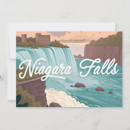 Tarjeta Festiva Niagara Falls Scenic Illustration at Sunset