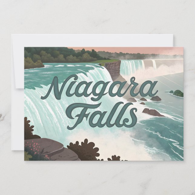 Tarjeta Festiva Niagara Falls Vintage Textured Illustration (Anverso)
