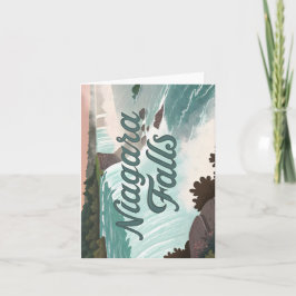 Tarjeta Festiva Niagara Falls Vintage Textured Illustration
