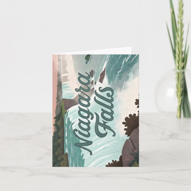 Tarjeta Festiva Niagara Falls Vintage Textured Illustration (Anverso)
