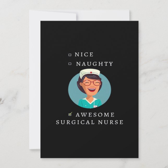 Tarjeta Festiva Nice Naughty Awesome Surgical Nurse (Anverso)