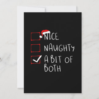 Tarjeta Festiva Nice Naughty Santa Hat Humor Vibe