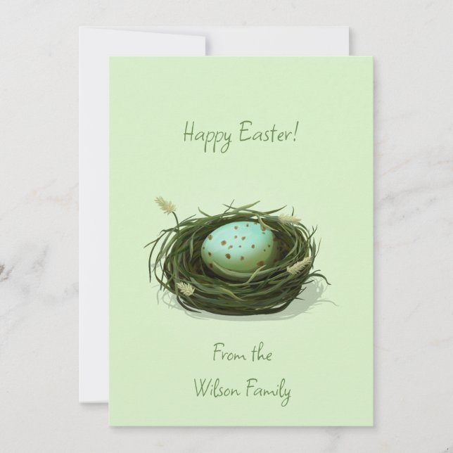 Tarjeta Festiva Nido de pájaro con pascua de Personalizado de huev (Anverso)