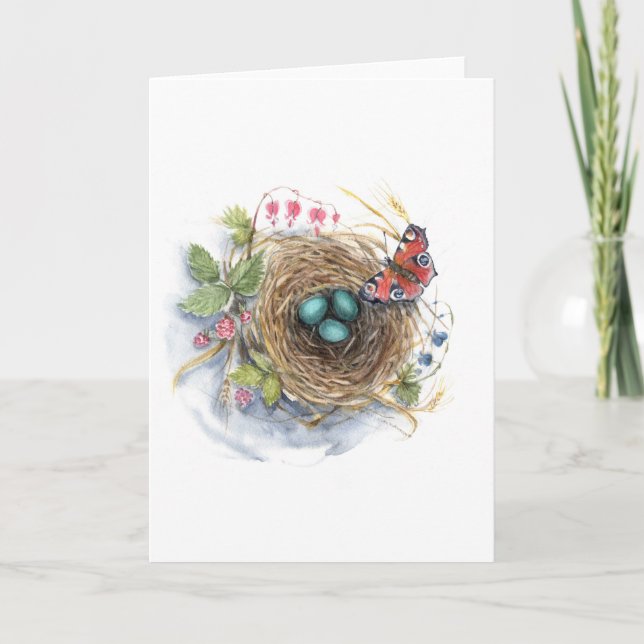 Tarjeta Festiva Nido de petirrojo (Anverso)