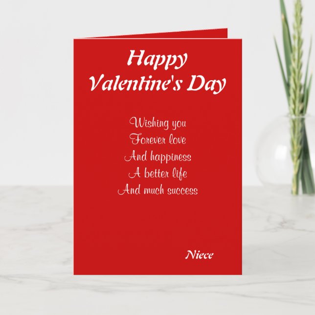 Tarjeta Festiva Niece en el día de San Valentín (Anverso)