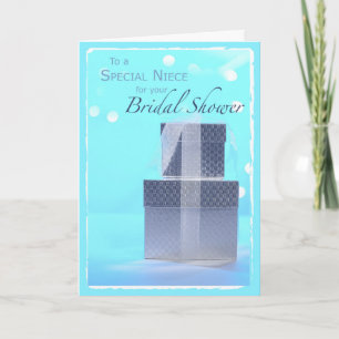 Tarjeta Festiva Niece, regalos de ducha de novia, azul claro y pla