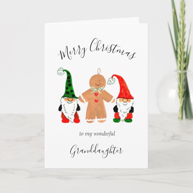 Tarjeta Festiva Nieta de Gnome Navidades Gingerbread (Anverso)