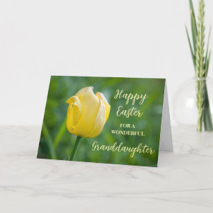 Tarjeta Festiva Nieta de tulipanes amarillos feliz Pascua