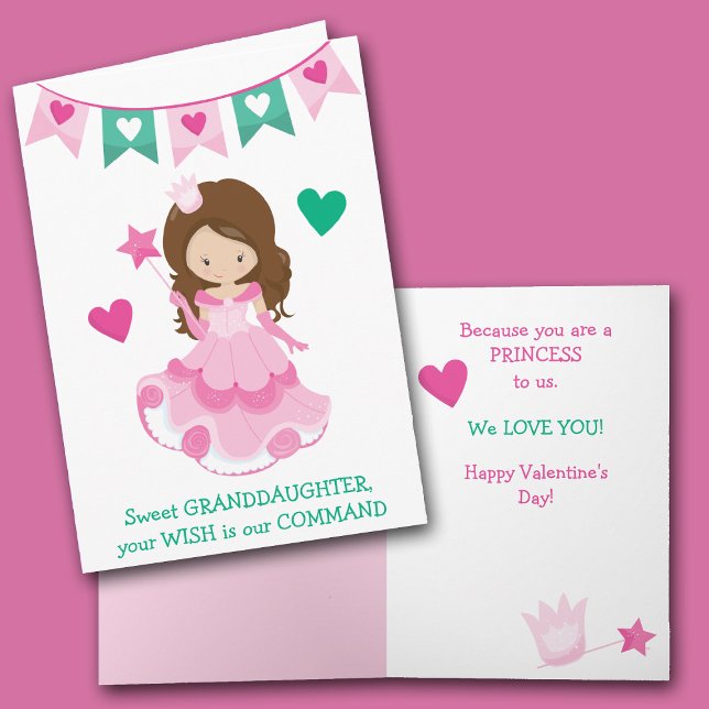 Tarjeta Festiva Nieta dulce Princesa Valentine o Cumpleaños (Subido por el creador)