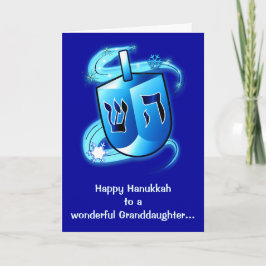 Tarjeta Festiva Nieta feliz de Jánuca con el giro de Dreidel