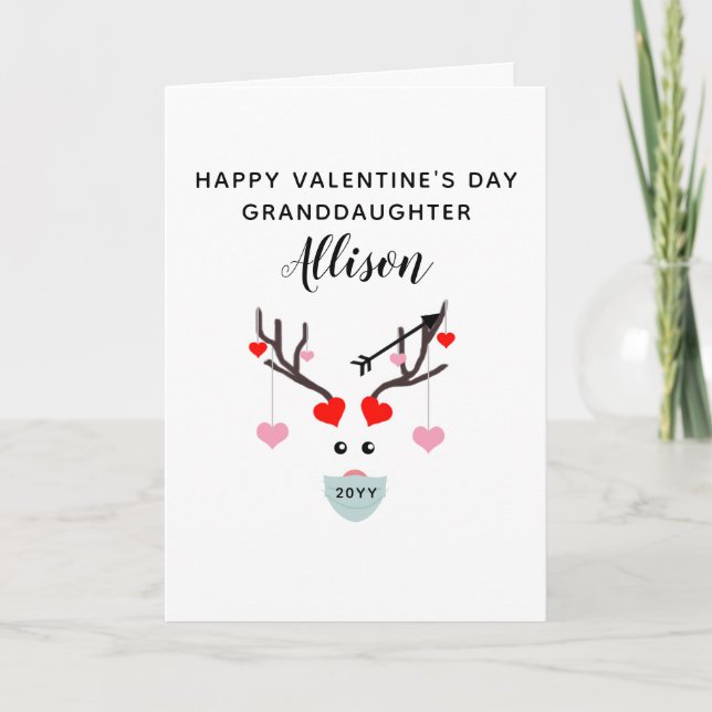 Tarjeta Festiva Nieta Linda Día de San Valentín Personalizado (Anverso)