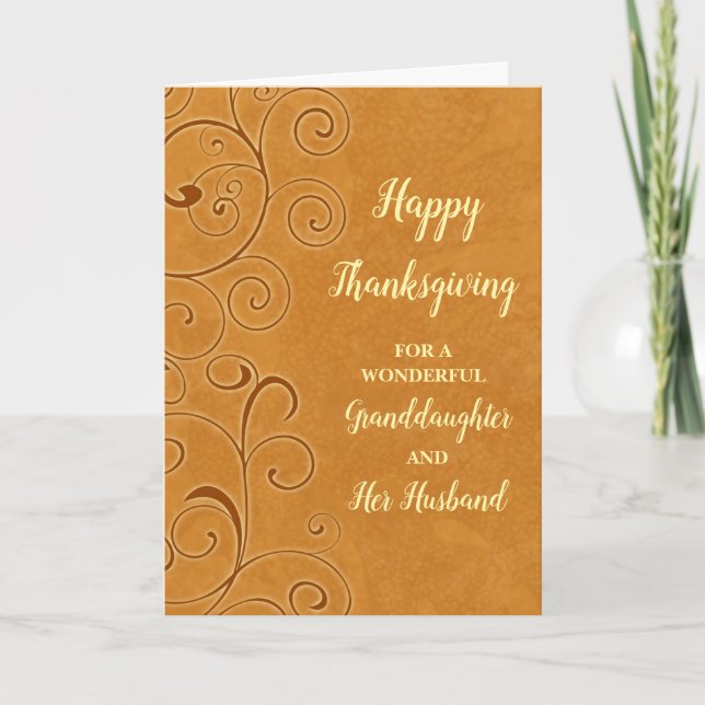 Tarjeta Festiva Nieta y marido del Día de Acción de Gracias Feliz  (Anverso)