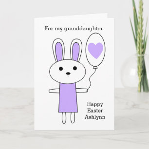 Tarjeta Festiva Nieto conejito púrpura de Pascua