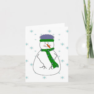 Tarjeta Festiva Nieto de señor Snowman Nieva arte caprichosamente 