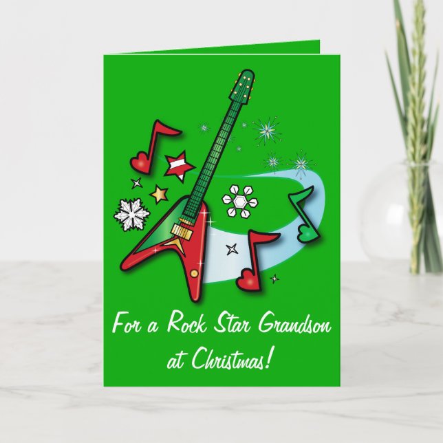 Tarjeta Festiva Nieto de vacaciones felices con guitarra (Anverso)