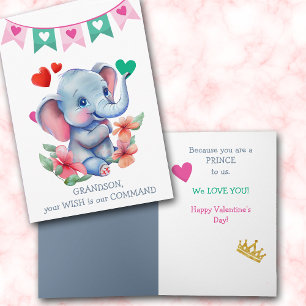 Tarjeta Festiva Nieto elefante Príncipe Valentín