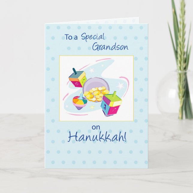 Tarjeta Festiva Nieto en Hanukkah (Anverso)