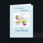 Tarjeta Festiva Nieto en Hanukkah<br><div class="desc">Personalizable completo. Esta tarjeta está totalmente diseñada en el interior. Hay una tarjeta de coincidencia para nietas disponible.</div>