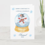 Tarjeta Festiva Nieto nieto Globe Navidades Snowman<br><div class="desc">Coloridas tarjetas de Navidades para tu nieto - Navidades nevan globo con Snowman dentro.</div>